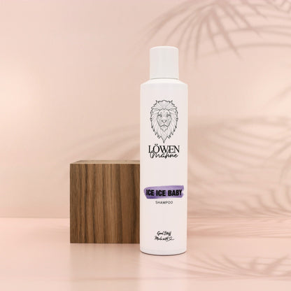 Löwenmähne Produkt Foto Ice Ice Baby Shampoo Hintergrund Palmen